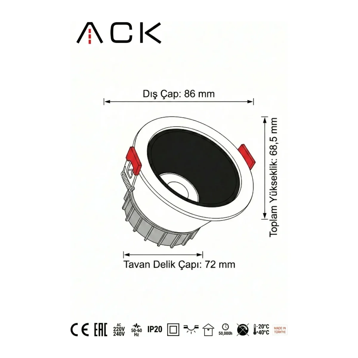 Led Spot 5W Beyaz Çerçeve Beyaz Işık - Görsel 3