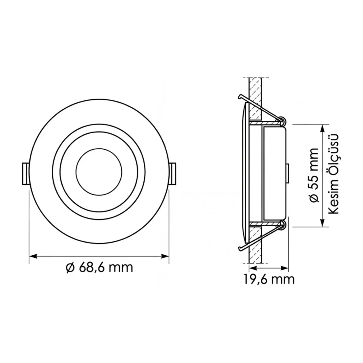 2.5W LED Mobil Spot - Gömme Tavan Spotu 6500K - Görsel 3