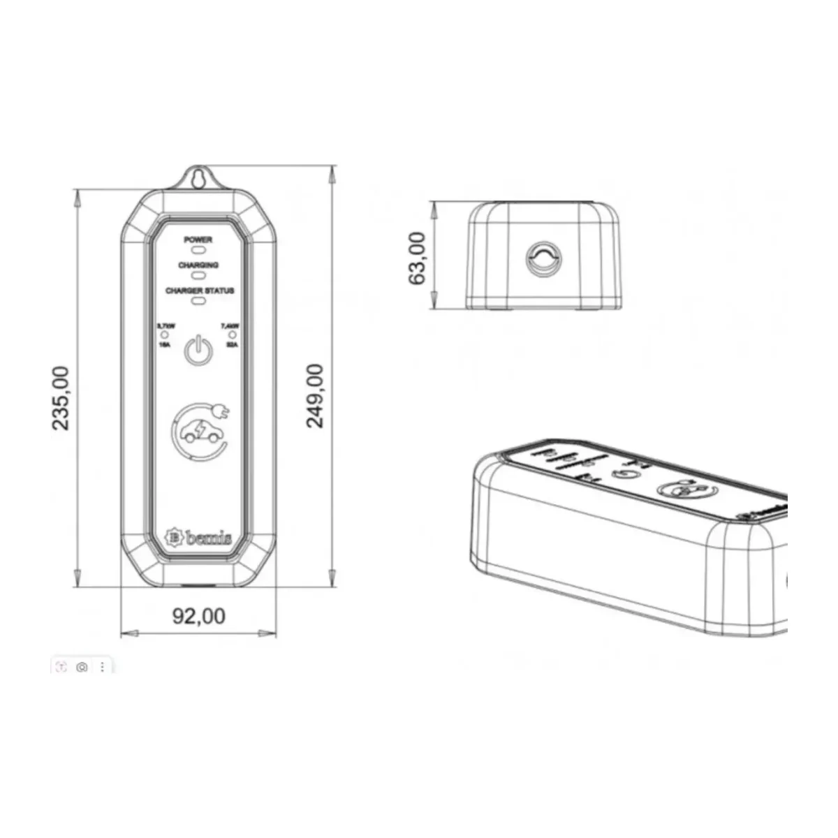 MONO MOBILE 5 METRE 3,7 - 7,4 KW (16A - 32A ÇANTA - 3/32A PRİZ, 1/16A FİŞ DÖNÜŞTÜRÜCÜ) - Görsel 3
