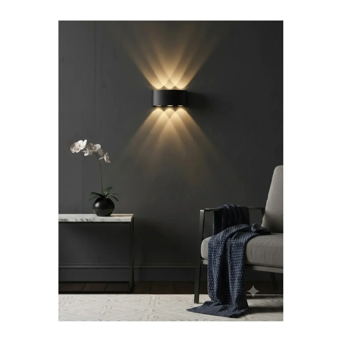 SİYAH KASA HAİTİ LED APLİK IP54 3000K 6*1W / SMD CHIP 50.000 SAAT KULLANIM ÖMRÜ 3 MERCEK - Görsel 2