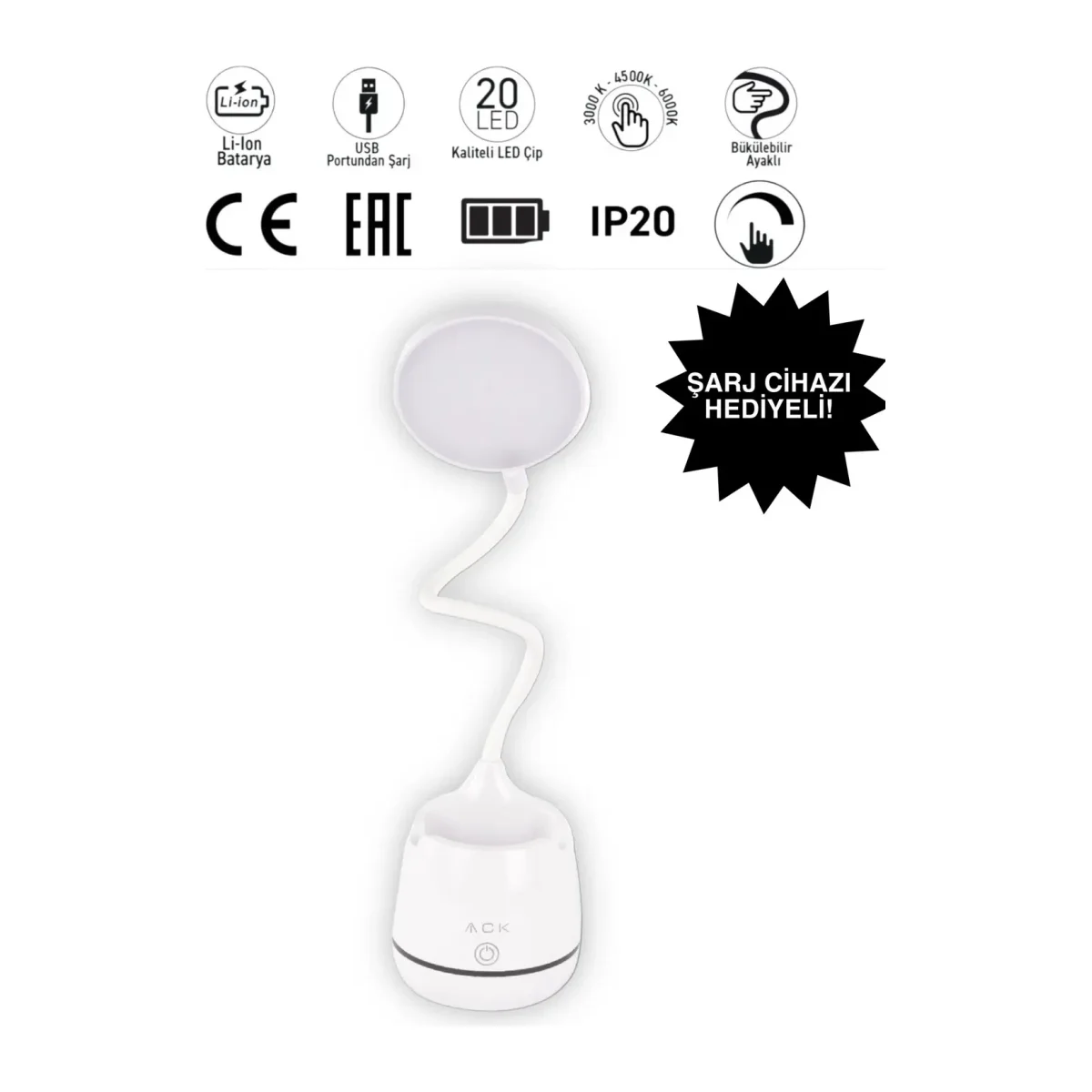 DOKUNMATİK DİMLİ LED MASA LAMBASI 2,5W - Görsel 2