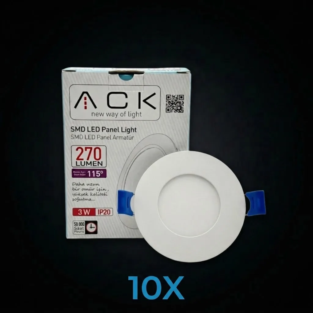 3W Sıva Altı Led Panel 6500K 10 ADET